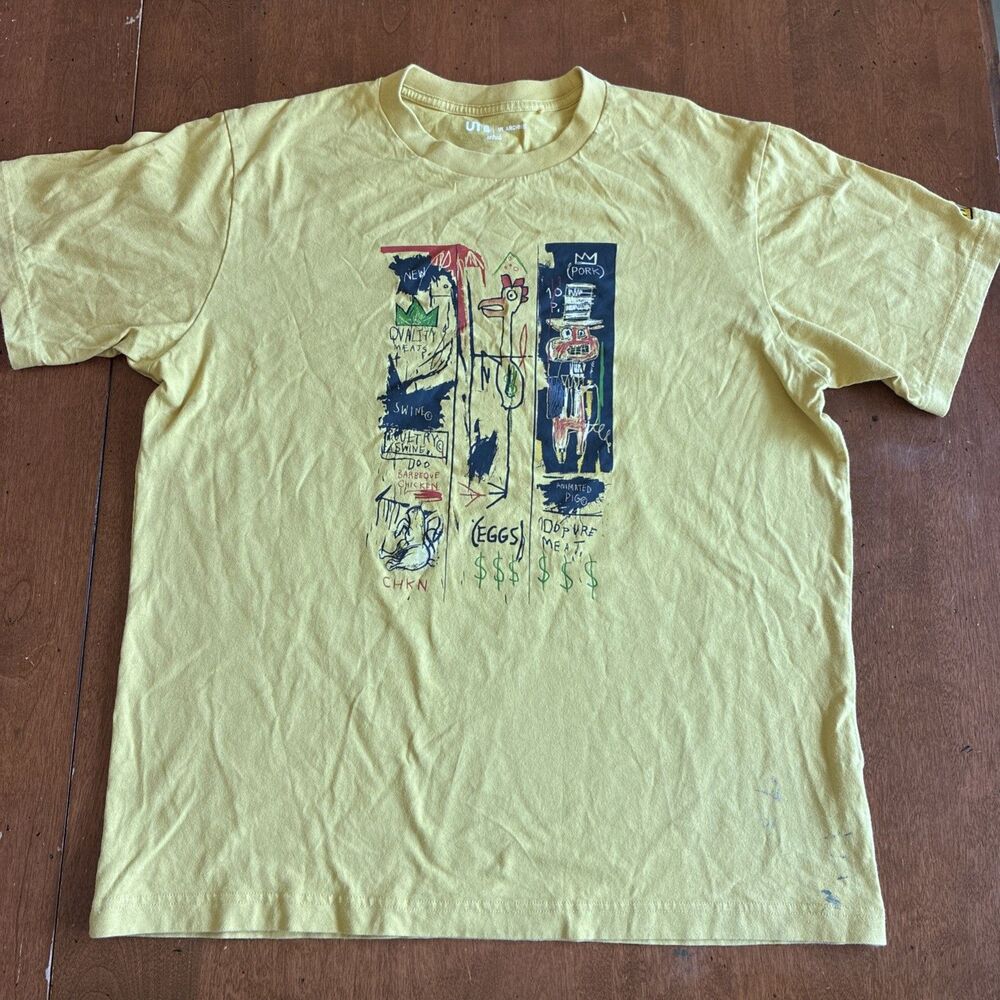 Jean-Michel Basquiat Quality Meats For The Public Art T Shirt, Yellow,  Large